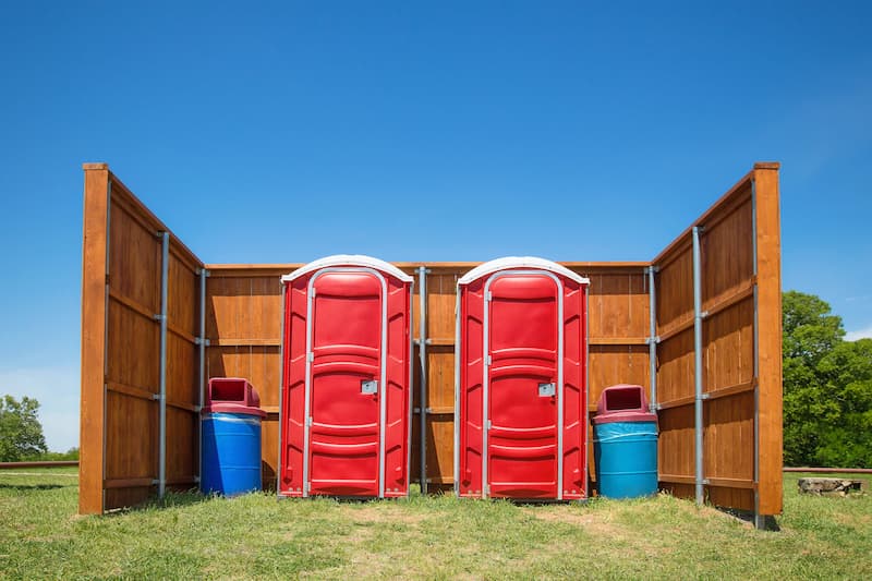 Short-term porta potty units staged for delivery in Anaheim, California